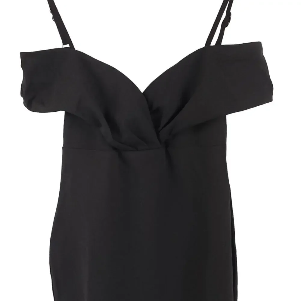 Nookie Revolve Phoenix Midi Dress Black Off The Shoulder Fitted Bodycon - Picture 5 of 11